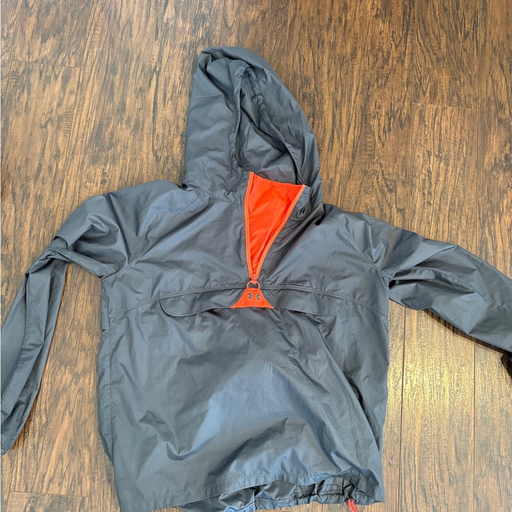 UnderArmour Storm Hooded Pullover Anorak with Orange Trim